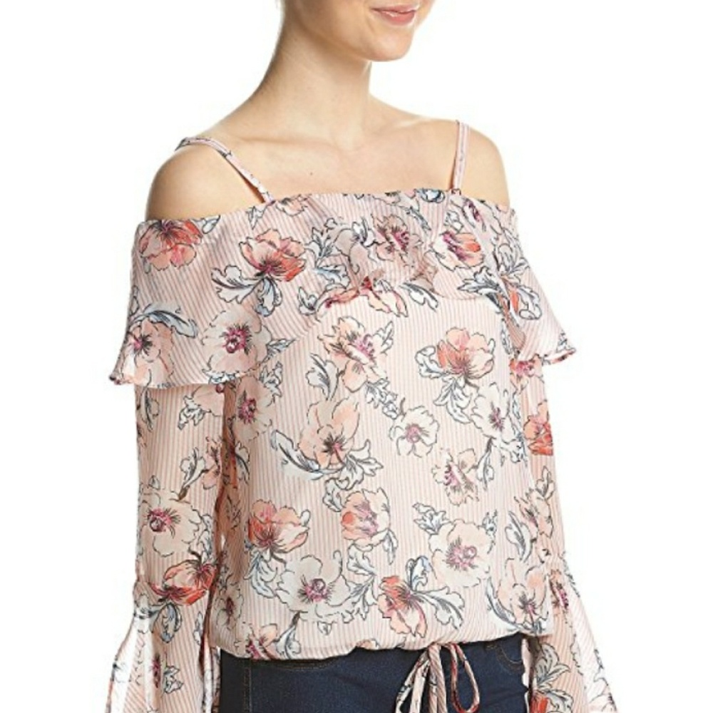A.Byer Floral off the shoulder top NWT